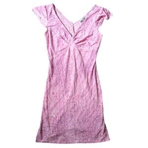 Vintage Y2K Click Click Womens Medium* Pink Mini Dress Short Sleeve Sparkle